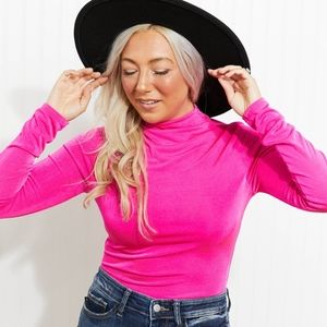 Mountain Views Full Size Slink Knit Turtleneck Bodysuit